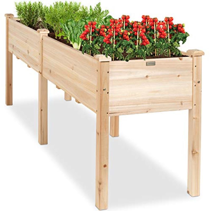 Best Choice Products 72x23x30in Raised Garden Bed, Elevated Wood Planter Box Stand for Backyard, Patio, Balcony w/Divider Panel, 6 Legs, 300lb Capacity – Natural Best Choice Products 72x23x30in Raised Garden Bed, Elevated Wood Planter Box Stand for Backyard, Patio, Balcony w/Divider Panel, 6 Legs, 300lb Capacity – Natural