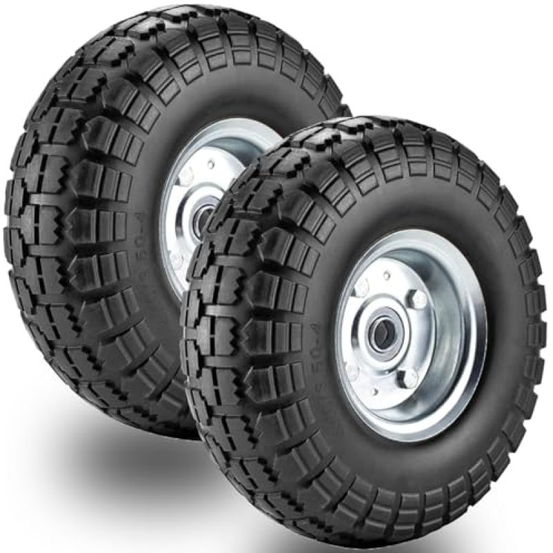10-Inch Solid Rubber Tire Wheels Replacement 4.10/3.50-4″ Tires and Wheels Flat Free Tire for Hand Truck, Wheelbarrow, Gorilla Carts(2-Pack) (Silver) 10-Inch Solid Rubber Tire Wheels Replacement 4.10/3.50-4″ Tires and Wheels Flat Free Tire for Hand Truck, Wheelbarrow, Gorilla Carts(2-Pack) (Silver)
