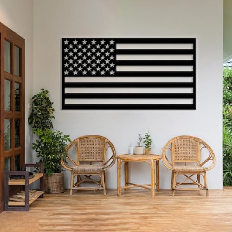 American Metal Flag Wall Art – Minimalist Design for Living Room & Outdoor, Independence Day Decor (41″ x 22″|105x55cm, Black) American Metal Flag Wall Art – Minimalist Design for Living Room & Outdoor, Independence Day Decor (41″ x 22″|105x55cm, Black)