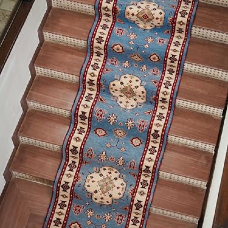 Hand Knotted Wool & Silk ECO-Friendly Oriental Area Rugs – 2’6”x10′, Runner Shape, Blue White Color, Classic Oriental Traditional, Medium Pile Handmade Area Rugs (AF0108) Hand Knotted Wool & Silk ECO-Friendly Oriental Area Rugs – 2’6”x10′, Runner Shape, Blue White Color, Classic Oriental Traditional, Medium Pile Handmade Area Rugs (AF0108)