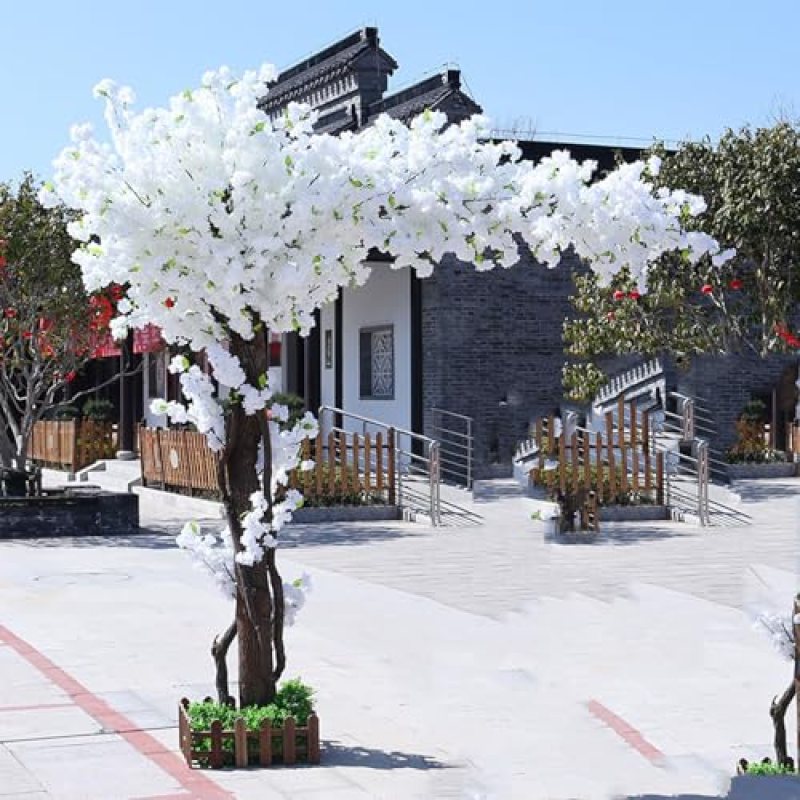 Artificial Cherry Blossom Tree – White Silk Flowers for Home Décor, Festivals, and Parties – Realistic Cherry Blossoms for Indoor and Outdoor Decoration Artificial Cherry Blossom Tree – White Silk Flowers for Home Décor, Festivals, and Parties – Realistic Cherry Blossoms for Indoor and Outdoor Decoration