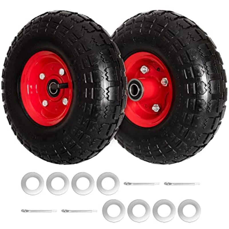 budrash 4.10/3.50-4 Tire and Wheel, 10″ Air-Filled Tires Wheels with 5/8″ Axle Bore Hole for Hand Truck, Garden Cart, Wagon, Dolly, Generator, Trolley, 2 Pack Utility Cart Wheels budrash 4.10/3.50-4 Tire and Wheel, 10″ Air-Filled Tires Wheels with 5/8″ Axle Bore Hole for Hand Truck, Garden Cart, Wagon, Dolly, Generator, Trolley, 2 Pack Utility Cart Wheels