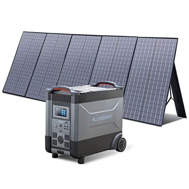 ALLPOWERS 3456Wh 3600W LiFePO4 Portable Power Station With 400W Portable Solar Panel Included, Portable Home Battery With 30A RV Outlet, Voice Control, UPS Solar Generator With Panel In ALLPOWERS 3456Wh 3600W LiFePO4 Portable Power Station With 400W Portable Solar Panel Included, Portable Home Battery With 30A RV Outlet, Voice Control, UPS Solar Generator With Panel In