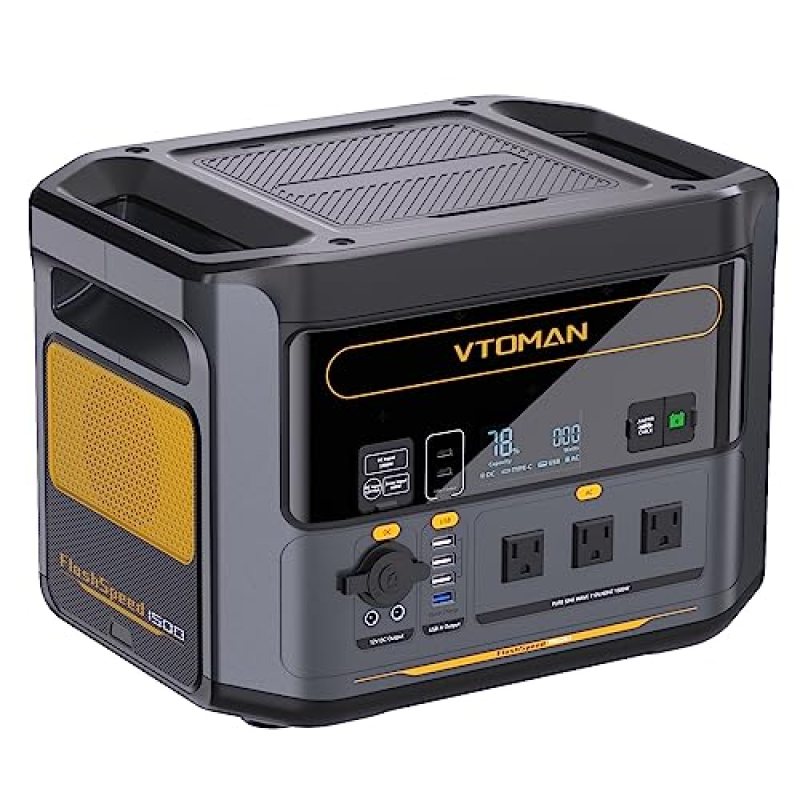 VTOMAN FlashSpeed 1500 Portable Power Station, 1548Wh LiFePO4 Battery, 1500W (3000W Peak) Solar Generator, 1 Hour from 0 to 100% for Camping, RV, Off-Grid, Power Outage, Jump Start VTOMAN FlashSpeed 1500 Portable Power Station, 1548Wh LiFePO4 Battery, 1500W (3000W Peak) Solar Generator, 1 Hour from 0 to 100% for Camping, RV, Off-Grid, Power Outage, Jump Start