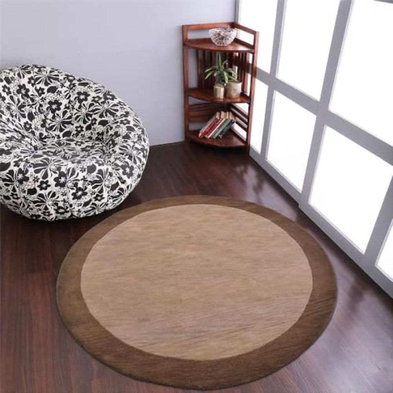 Hand Tufted Wool ECO-Friendly Area Rugs – 10’x10′, Round Shape, Beige & Brown, Contemporary Modern Design, High Pile Handmade Area Rugs for Living Room, Bed Room (K00201) Hand Tufted Wool ECO-Friendly Area Rugs – 10’x10′, Round Shape, Beige & Brown, Contemporary Modern Design, High Pile Handmade Area Rugs for Living Room, Bed Room (K00201)