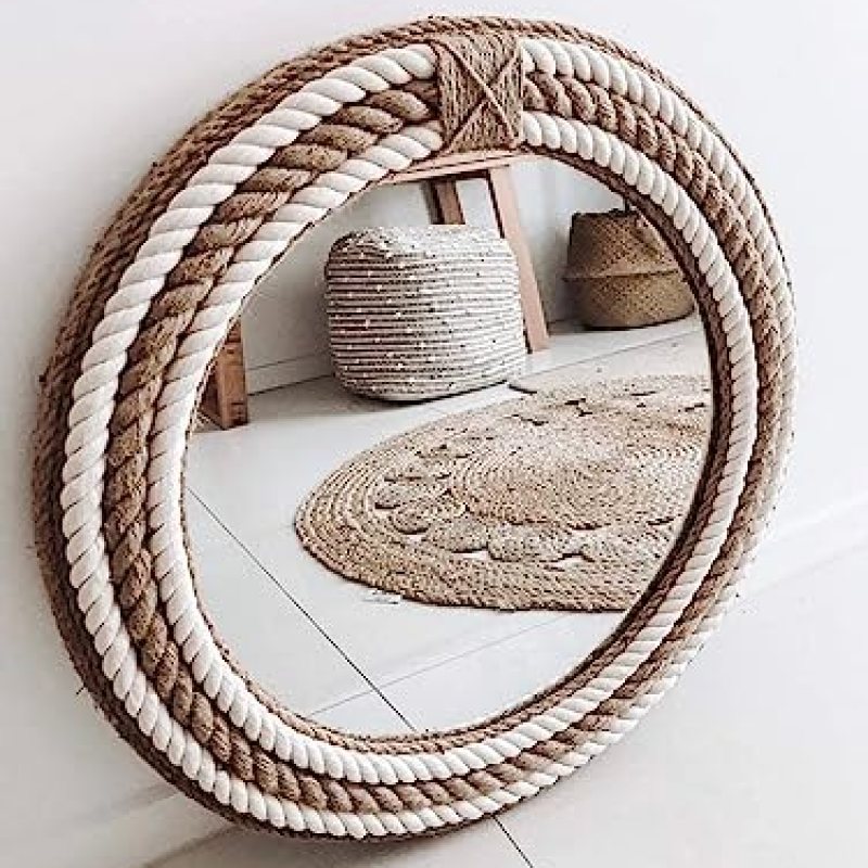 Nautical Round Wall Mirror with Rope Jute – Coastal Mirrors for Bathroom/Living Room – Wall Hanging Decorative Mirror – Rustic Round Mirrors for Home Wall Décor – Beach Theme Mirrors(30″ inches) Nautical Round Wall Mirror with Rope Jute – Coastal Mirrors for Bathroom/Living Room – Wall Hanging Decorative Mirror – Rustic Round Mirrors for Home Wall Décor – Beach Theme Mirrors(30″ inches)
