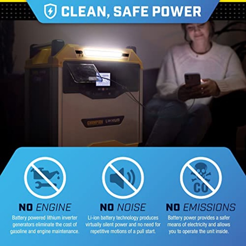 Champion Power Equipment 100593 3276-Wh Power Station 3200/1600-Watt Portable Lithium-Ion Battery Solar Generator Champion Power Equipment 100593 3276-Wh Power Station 3200/1600-Watt Portable Lithium-Ion Battery Solar Generator