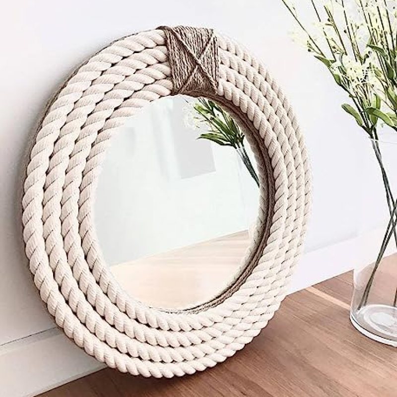 Nautical Round Wall Mirror with Rope Jute – Coastal Mirrors for Bathroom/Living Room – Wall Hanging Decorative Mirror – Rustic Round Mirror for Home Wall Décor – Beach Theme Mirror(DSG11-30 inches) Nautical Round Wall Mirror with Rope Jute – Coastal Mirrors for Bathroom/Living Room – Wall Hanging Decorative Mirror – Rustic Round Mirror for Home Wall Décor – Beach Theme Mirror(DSG11-30 inches)