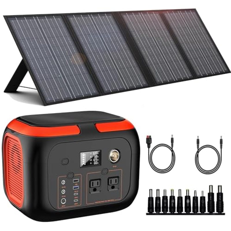 Solar-Generator-600W-Portable-Power-Station-with-60W-Solar-Panel-Included – 296Wh Backup Solar Power Bank with AC Outlets DC USB-C USB QC3.0 for Camping Boat Travel Outdoor Adventures Home Emergency Solar-Generator-600W-Portable-Power-Station-with-60W-Solar-Panel-Included – 296Wh Backup Solar Power Bank with AC Outlets DC USB-C USB QC3.0 for Camping Boat Travel Outdoor Adventures Home Emergency