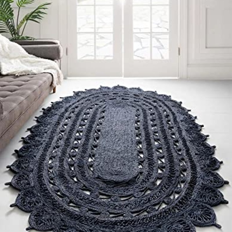 Natural Weave Handwoven Braided Jute Oval Rug for Home Decor (Black, 6 x 9 Oval) Natural Weave Handwoven Braided Jute Oval Rug for Home Decor (Black, 6 x 9 Oval)
