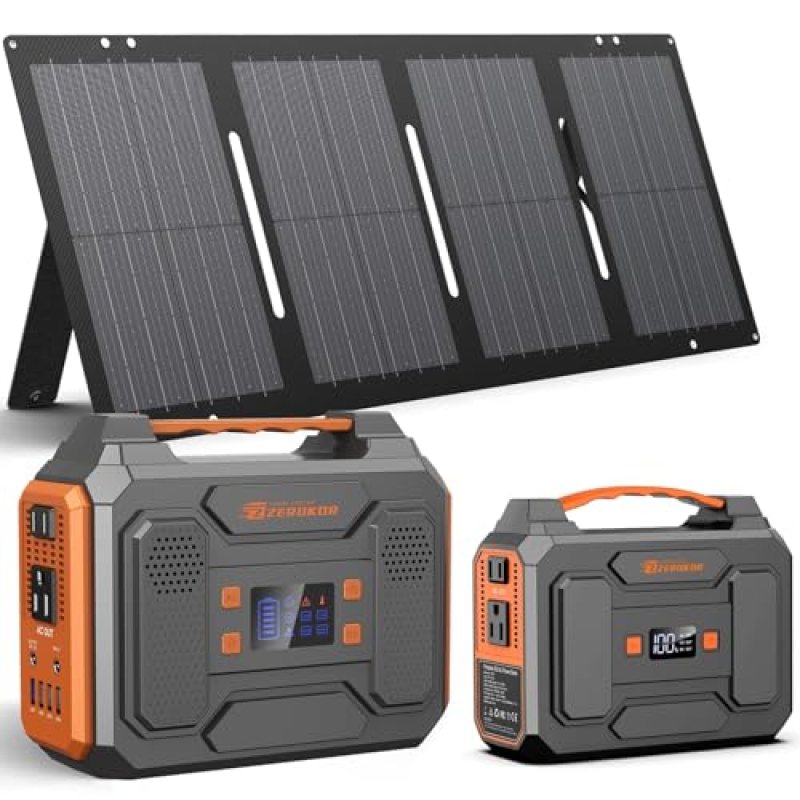 300W Portable Solar Power Station Generator with Foldable 60W Solar Panel Bag, 110V Portable Power Bank with AC Outlet for Camping Home Use RV Outdoor Adventure 300W Portable Solar Power Station Generator with Foldable 60W Solar Panel Bag, 110V Portable Power Bank with AC Outlet for Camping Home Use RV Outdoor Adventure