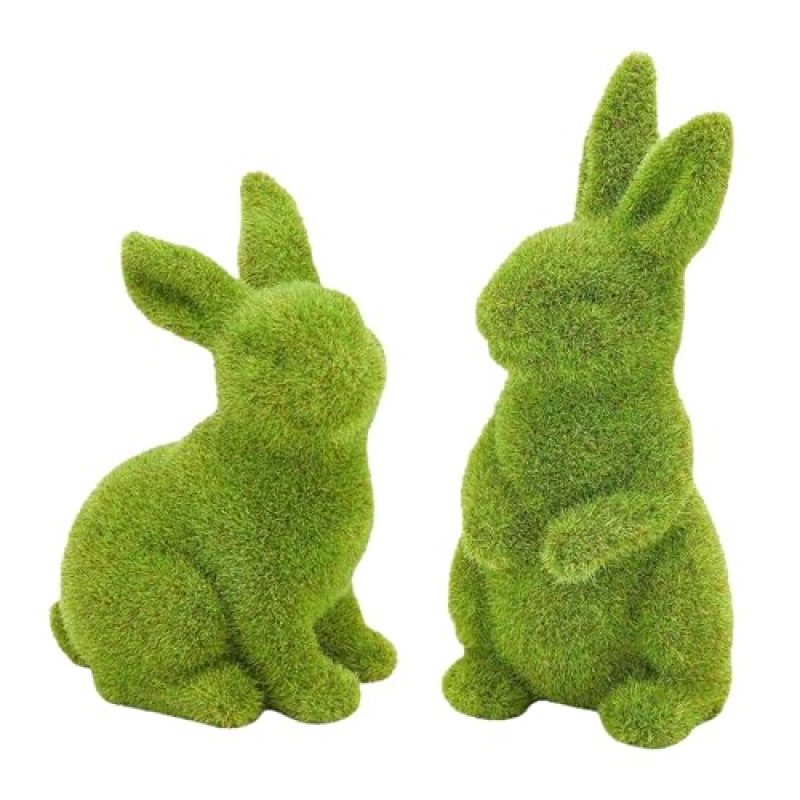 CynynYxy Easter Bunny Decor, 2pcs Flocked Bunny Moss Bunnies Spring Decor Resin Rabbit Figurines for Table Desk Easter Decorations (Small 2pcs) CynynYxy Easter Bunny Decor, 2pcs Flocked Bunny Moss Bunnies Spring Decor Resin Rabbit Figurines for Table Desk Easter Decorations (Small 2pcs)