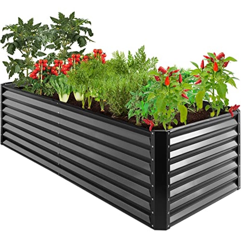 Best Choice Products 8x4x2ft Outdoor Metal Raised Garden Bed, Deep Root Planter Box for Vegetables, Flowers, Herbs, and Succulents w/ 478 Gallon Capacity – Gray Best Choice Products 8x4x2ft Outdoor Metal Raised Garden Bed, Deep Root Planter Box for Vegetables, Flowers, Herbs, and Succulents w/ 478 Gallon Capacity – Gray
