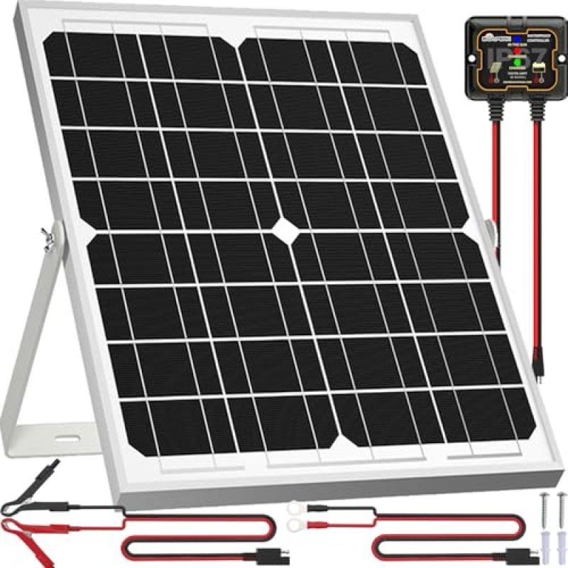 SOLPERK Solar Panel Kit 20W 12V, Solar Battery Trickle Charger Maintainer + Upgrade Controller + Adjustable Mount Bracket for Boat Car RV Motorcycle Marine Automotive SOLPERK Solar Panel Kit 20W 12V, Solar Battery Trickle Charger Maintainer + Upgrade Controller + Adjustable Mount Bracket for Boat Car RV Motorcycle Marine Automotive