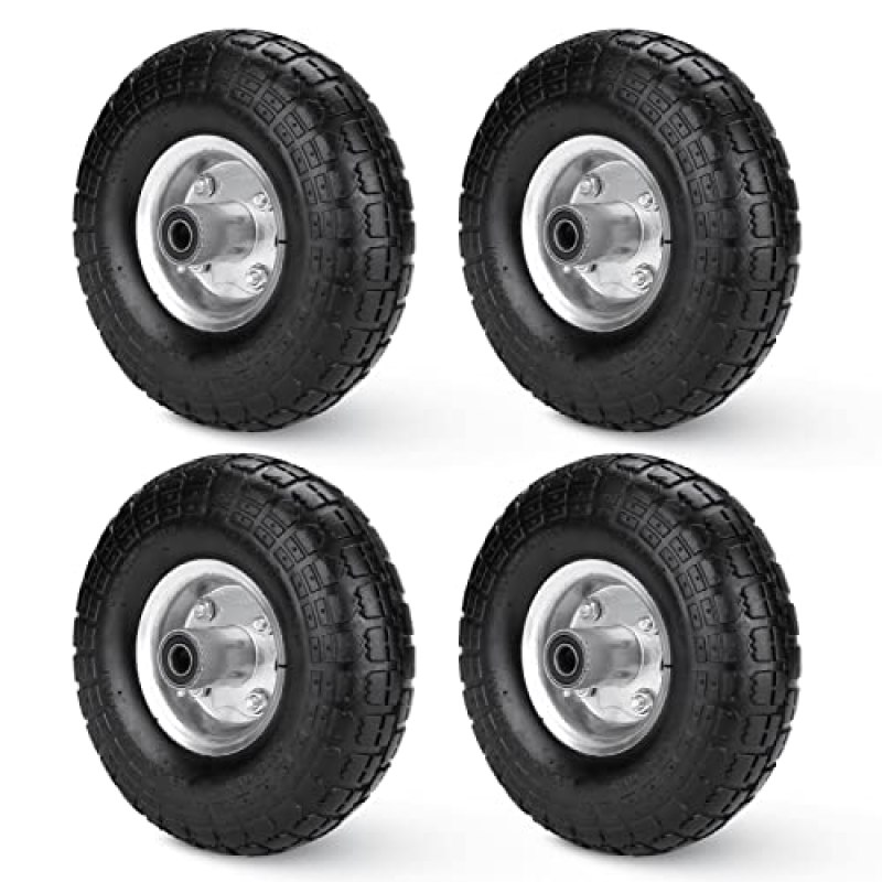 10″ Tire Wheels 4.10/3.50-4″ with 10″ Inner Tube Tire, 5/8″ Axle Bore Hole, 2.2″ Offset Hub, for Hand Truck, Wheelbarrow, Dolly, Gorilla Carts, Wagon tires, Dump Cart Wheels (4pc) 10″ Tire Wheels 4.10/3.50-4″ with 10″ Inner Tube Tire, 5/8″ Axle Bore Hole, 2.2″ Offset Hub, for Hand Truck, Wheelbarrow, Dolly, Gorilla Carts, Wagon tires, Dump Cart Wheels (4pc)