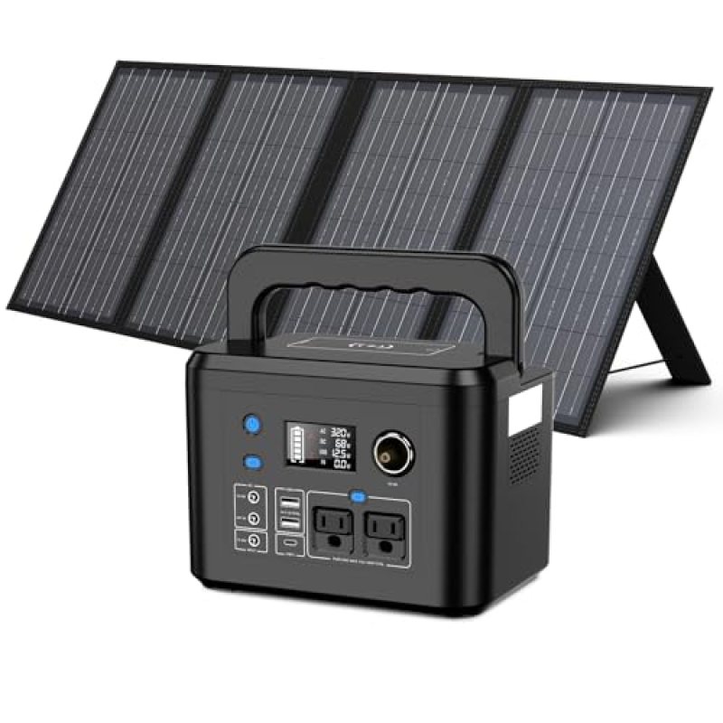 350W Portable Solar Generator with 60W Solar Panel, Powkey 70,000mAh Backup Lithium Battery, 110V/350W Pure Sine Wave AC Outlet, Power Station with Solar Panel for Outdoors Camping Travel Hunting 350W Portable Solar Generator with 60W Solar Panel, Powkey 70,000mAh Backup Lithium Battery, 110V/350W Pure Sine Wave AC Outlet, Power Station with Solar Panel for Outdoors Camping Travel Hunting