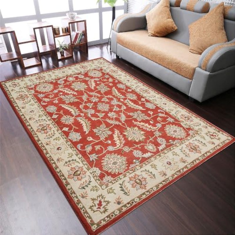 Hand Tufted Wool ECO-Friendly Area Rugs – 6’x9′, Rectangle Shape, Red & Beige, Classic Oriental Traditional Design, High Pile Thick Handmade Anti Skid Area Rugs (K00106) Hand Tufted Wool ECO-Friendly Area Rugs – 6’x9′, Rectangle Shape, Red & Beige, Classic Oriental Traditional Design, High Pile Thick Handmade Anti Skid Area Rugs (K00106)