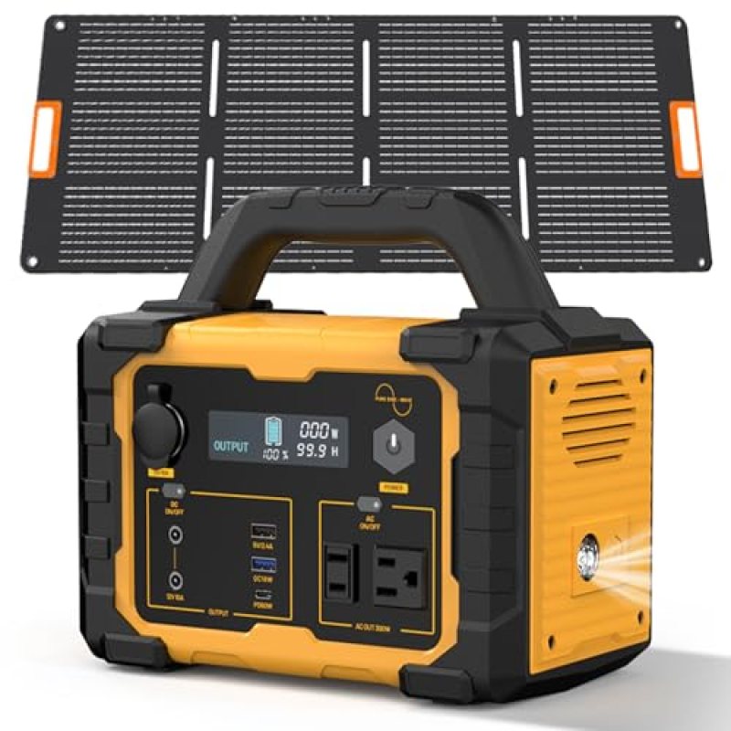 300W Solar Generator Portable Power Station with Solar Panel Included, 294Wh Lithium Battery Powered Generator with 120V AC Outlet for RV Camping Outdoor Hiking Home Emergency Backup Power Outages 300W Solar Generator Portable Power Station with Solar Panel Included, 294Wh Lithium Battery Powered Generator with 120V AC Outlet for RV Camping Outdoor Hiking Home Emergency Backup Power Outages