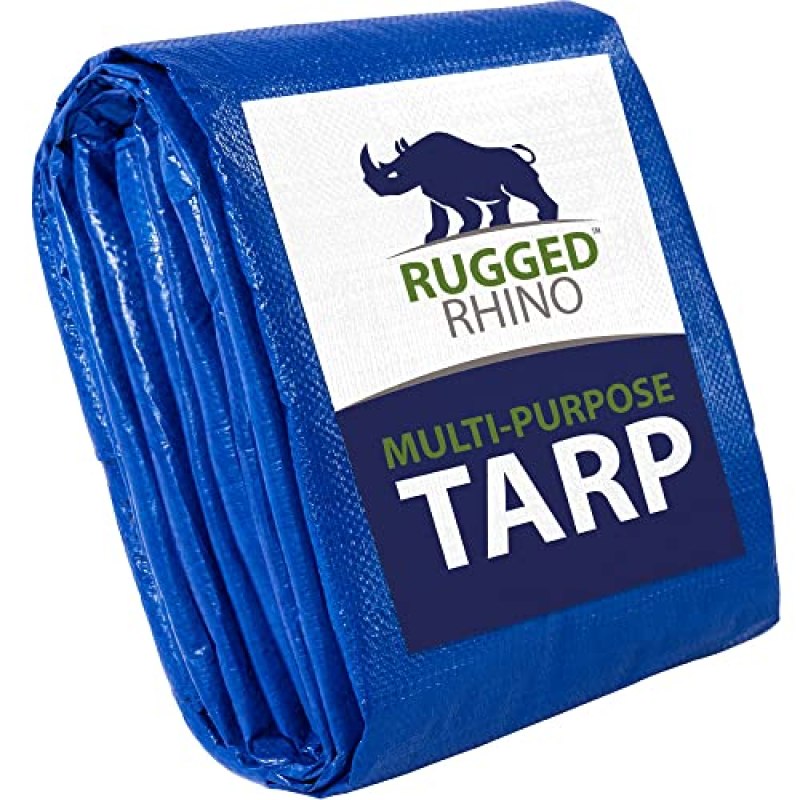 Rugged Rhino All Weather 100% Waterproof Heavy Duty Tarp, 5 Mil UV Temperature Resistant Tarps, High Durability Multipurpose Cover, for Home Outdoor Patio Winter Leaf Camping, 12×16 1 Pack Blue Rugged Rhino All Weather 100% Waterproof Heavy Duty Tarp, 5 Mil UV Temperature Resistant Tarps, High Durability Multipurpose Cover, for Home Outdoor Patio Winter Leaf Camping, 12×16 1 Pack Blue