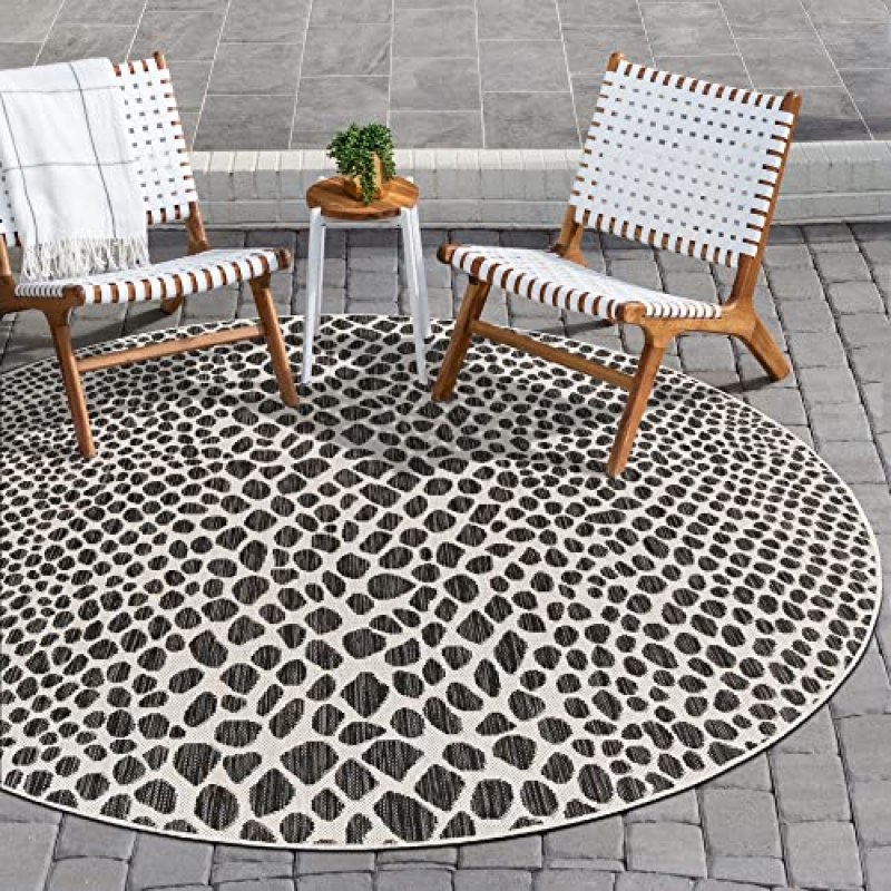 Unique Loom Outdoor Collection Area Rug – Cape Town (10′ 8″ Round, Black/ Ivory) Unique Loom Outdoor Collection Area Rug – Cape Town (10′ 8″ Round, Black/ Ivory)
