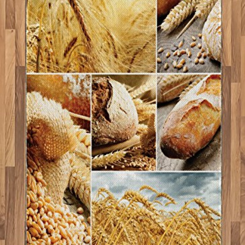 Ambesonne Harvest Area Rug, Various Stages of Bread Making from Wheat to Final Product Collage Pattern, Flat Woven Accent Rug for Living Room Bedroom Dining Room, 4′ X 5′ 7″, Earth Yellow Brown Ambesonne Harvest Area Rug, Various Stages of Bread Making from Wheat to Final Product Collage Pattern, Flat Woven Accent Rug for Living Room Bedroom Dining Room, 4′ X 5′ 7″, Earth Yellow Brown