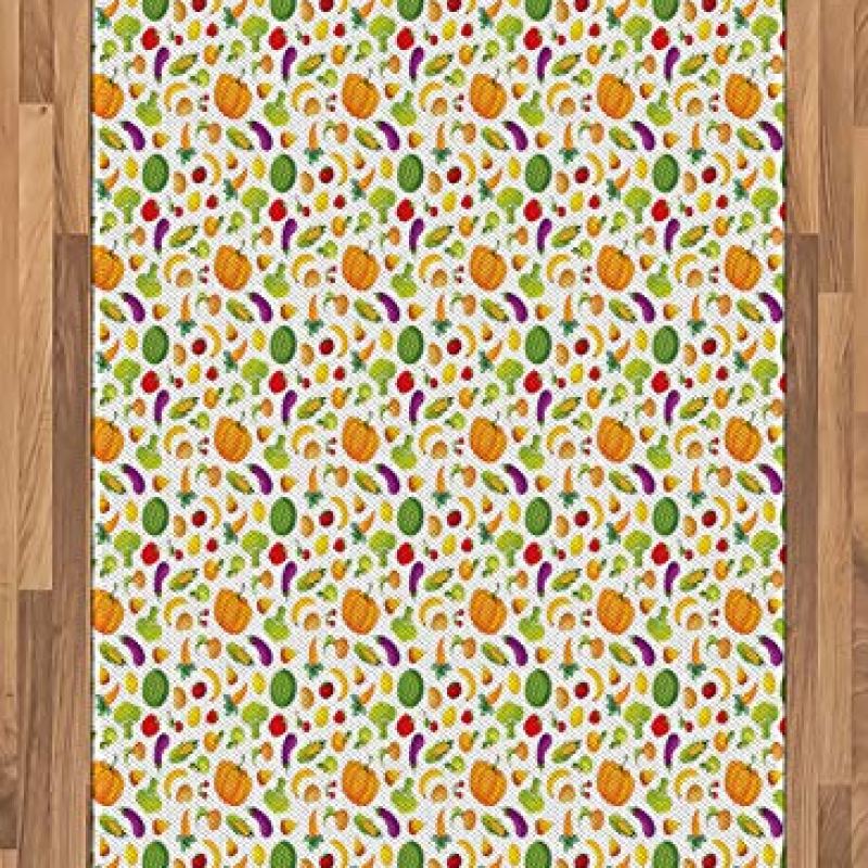 Ambesonne Fruits and Vegetables Area Rug, Colorful Fresh Farm Products Scattered on a Plain Background, Flat Woven Accent Rug for Living Room Bedroom Dining Room, 4′ X 5′ 7″, Multicolor Ambesonne Fruits and Vegetables Area Rug, Colorful Fresh Farm Products Scattered on a Plain Background, Flat Woven Accent Rug for Living Room Bedroom Dining Room, 4′ X 5′ 7″, Multicolor