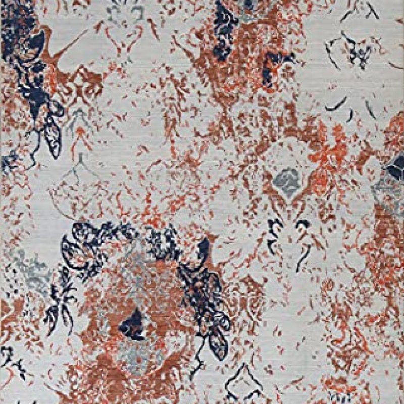 Modern Collection 7×10 Abstract All-Over Rug, Hand Knotted Navy Blue & Blues Wool & Silk Carpet for Home Décor, Bedroom, Living Room, Dining Room Modern Collection 7×10 Abstract All-Over Rug, Hand Knotted Navy Blue & Blues Wool & Silk Carpet for Home Décor, Bedroom, Living Room, Dining Room