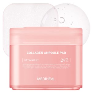 MEDIHEAL Collagen Ampoule Pad – Square Cotton Facial Toner Pads Collagen & Ceramide – Skin Firming & Restore Elasticity – Tighten Wrinkles & Lines – Vegan Eco Silk Pads, 100 Pads