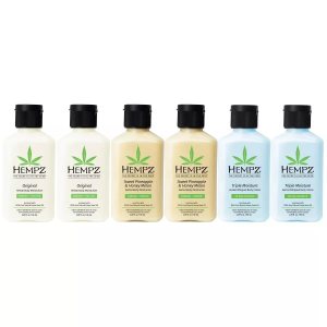Hempz Hydration on the Go, Herbal Body Moisturizer & Whipped Body Creme Enriched with 100% Pure Natural Hemp Seed Oil, 48-Hour Hydration, TSA Approved Travel Size – 2.25 Fluid Ounce (Pack of 6)
