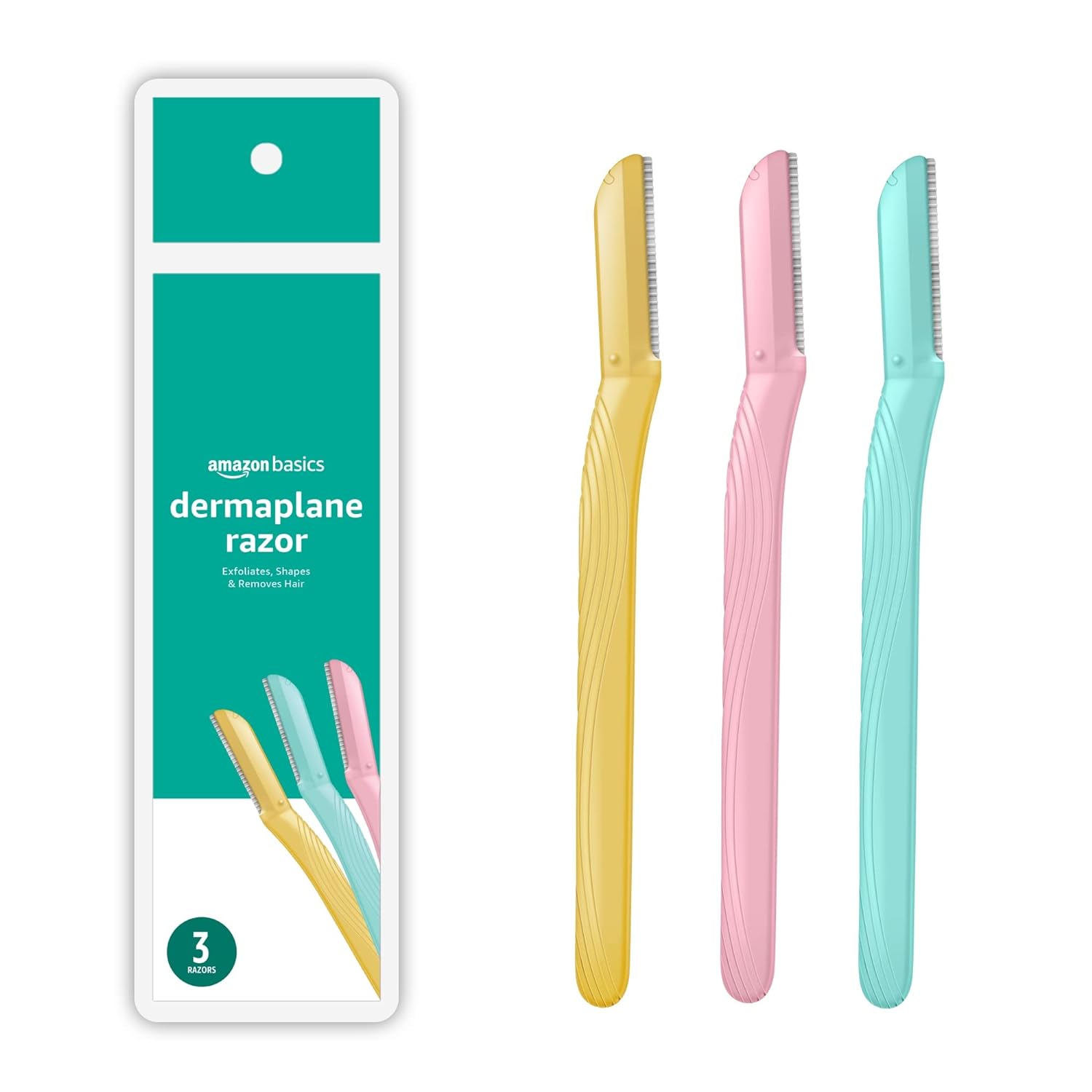 Amazon Basics Women’s Multipurpose Exfoliating Dermaplaning Tool, Eyebrow Razor, and Facial Razor, Includes Blade Cover, Multicolor, 3 Count Amazon Basics Women’s Multipurpose Exfoliating Dermaplaning Tool, Eyebrow Razor, and Facial Razor, Includes Blade Cover, Multicolor, 3 Count