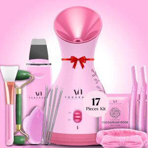 Facial Steamer Spa Gifts with Complimentary 17 Skin Care Tools | Face Steamer Gift Set for Women with Towel Warmer & Humidifier Mode| Self Care Gifts for Women, Spa Gifts, Womens Christmas Gifts