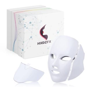 LED FACIAL LIGHT THERAPY MASK-Led Face Mask Light Therapy, 7 Led Light Therapy Facial Skin Care Mask – Blue & Red Light for Acne Photon Mask – Skin Care Mask for Face and Neck.White