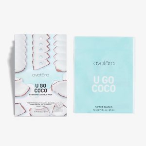 Avatara U Go Coco Facial Mask, Hydrating Mask 5 Sheets, Hydrating Sheet Masks, Coconut Fruit Extract & Hyaluronic Acid, Face Mask Skincare Beauty Essential, Soothe Skin. Moisture Protection, 5 Pack