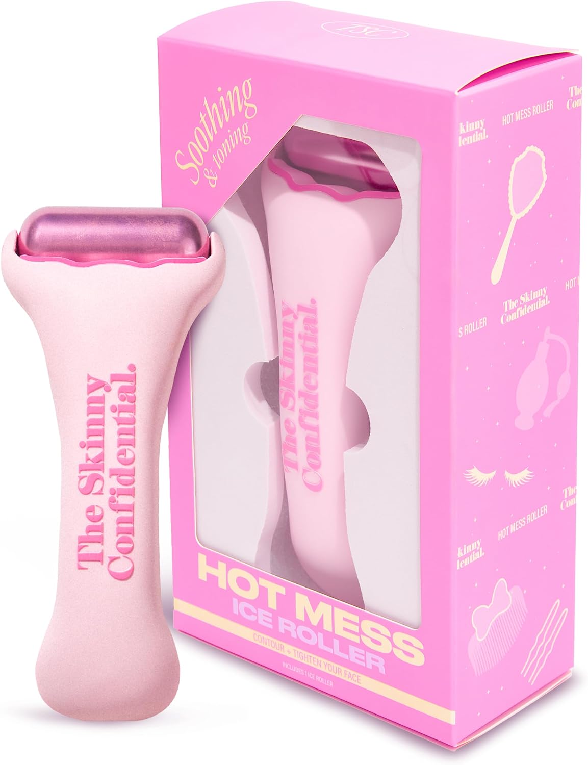 The Skinny Confidential HOT Mess Ice Roller for Face – Facial Roller Skincare Tools Contour, Tighten & De-Puff Skin – Self Care Beauty Gift for Women & Men for Clear, Radiant & Smoother-Looking Skin The Skinny Confidential HOT Mess Ice Roller for Face – Facial Roller Skincare Tools Contour, Tighten & De-Puff Skin – Self Care Beauty Gift for Women & Men for Clear, Radiant & Smoother-Looking Skin
