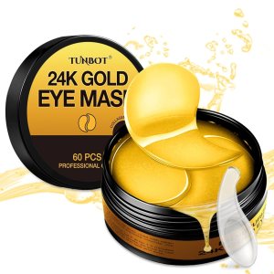 Tunbot Under Eye Patches – 60 Pieces – 24k Gold Eye Mask – Anti-Aging – Contains Collagen and Hyaluronic Acid – Removes Dark Circles, Puffiness and Wrinkles, Moisturizes – Home Beauty