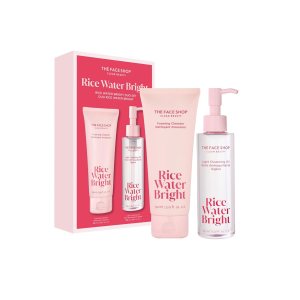 The Face Shop Rice Water Bright Foaming Facial Cleanser with Ceramide, Gentle Face Wash for Hydrating & Moisturizing, Vegan Face Cleanser, Makeup Remover