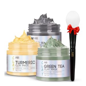 ANAI RUI Turmeric Clay Mask – Green Tea Clay Mask – Dead Sea Minerals Mud Mask, Spa Facial Mask Set, Face Mask Gift Set 2.5 oz each