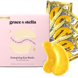 grace & stella Under Eye Mask (Gold, 48 Pairs) Eye Patch, Under Eye Patches for Dark Circles and Puffiness Undereye Bags, Wrinkles – Gel Under Eye Patches – Small Gifts – Vegan Cruelty-Free Self Care
