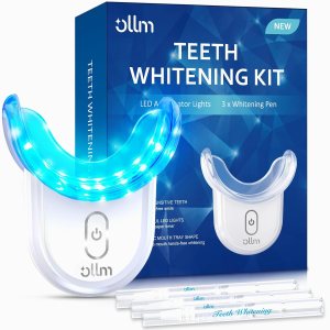 Teeth Whitening Kit Gel Pen Strips – Ollm Specially Formulated for Sensitive Teeth, Gum, Braces Care 32X LED Light Tooth Whitener, Professional Oral Beauty Products Dental Tools 2 Mouth Trays