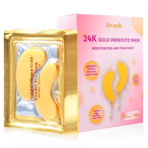 20Pairs/40Pcs 24K Gold Eye Patches, Collagen Eye Masks for Dark Circles and Eye Bags, Smooth Wrinkles & Puffy Eyes, Moisturizing Eye Skin, Skincare Eye Treatment, Beauty & Personal Care