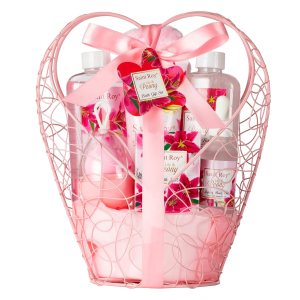 Gift Basket For Women, 8pcs Spa Set of Lily & Peony Home Spa Set, Beauty Personal Care Set Includes Jojoba Essential Oil, Spa Self Care Kit – Bath Body For Thank You, Birthday, Mom, Anniversary Gift