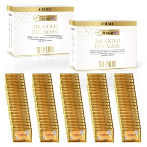 CHMI Under Eye Patches (100 Pairs) – 24K Gold Eye Patches for Puffy Eyes, Dark Circles, Eye Bags and Wrinkles, Collagen Skin Care Products, Beauty & Personal Care