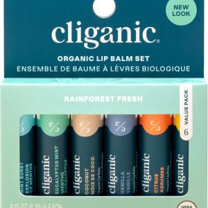 Cliganic USDA Organic Lip Balm Set – 6 Flavors – 100% Natural Moisturizer for Cracked & Dry Lips (Packaging May Vary)