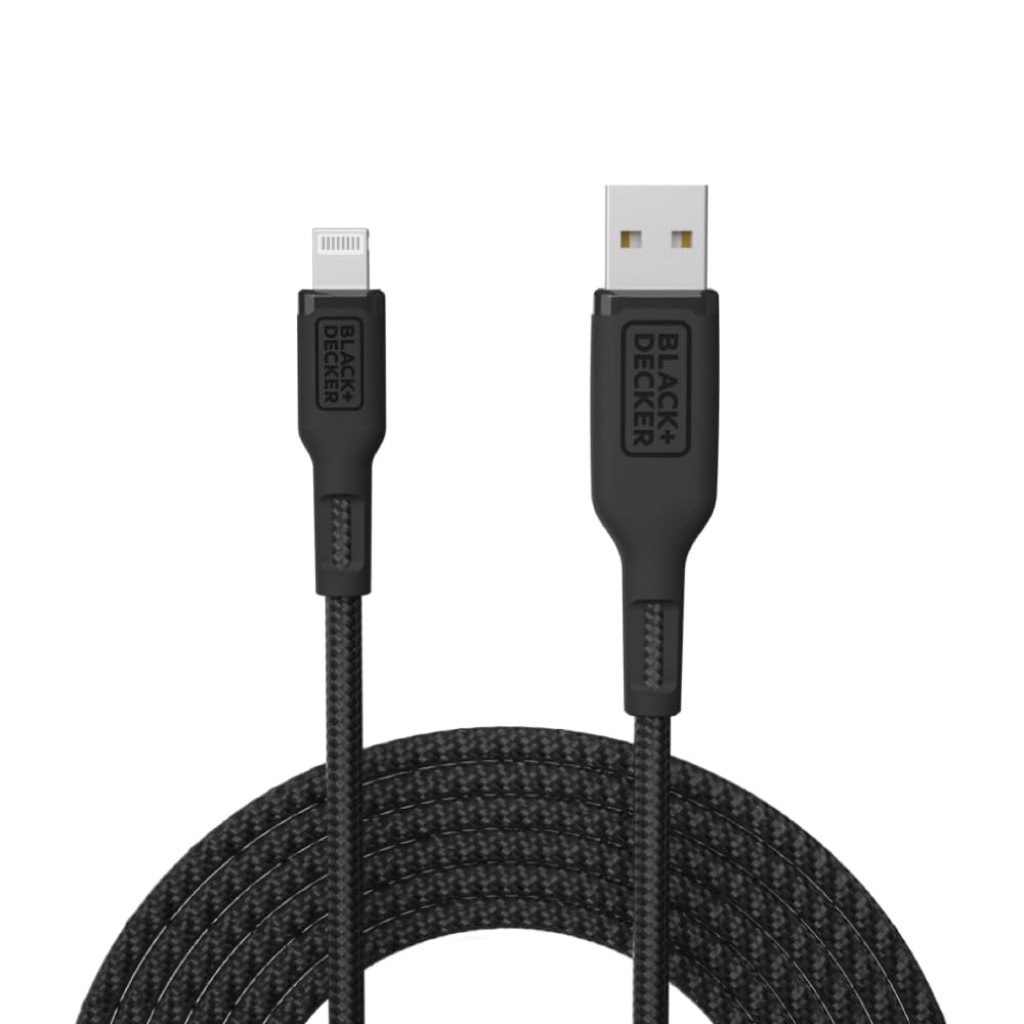 BLACK+DECKER Lightning to USB Cable – Fast Compatible iPhone Lightning Cable – Durable Braided iPhone Charger Cord – for Travel and Daily Use – Multiple Color + Length Options – 9ft BLACK+DECKER Lightning to USB Cable – Fast Compatible iPhone Lightning Cable – Durable Braided iPhone Charger Cord – for Travel and Daily Use – Multiple Color + Length Options – 9ft
