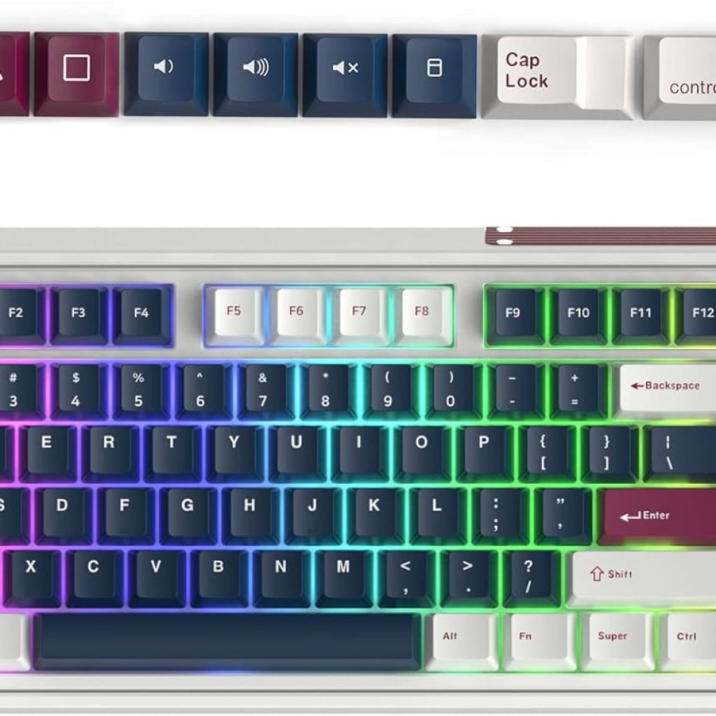 FL CMK87 80% TKL Wireless Mechanical Keyboard, Clear Tactile Kailh Box White, 87 Keys & PBT Keycaps, Rigid Programmable Rechargeable Hot-swap, Marvelous Retro FL CMK87 80% TKL Wireless Mechanical Keyboard, Clear Tactile Kailh Box White, 87 Keys & PBT Keycaps, Rigid Programmable Rechargeable Hot-swap, Marvelous Retro