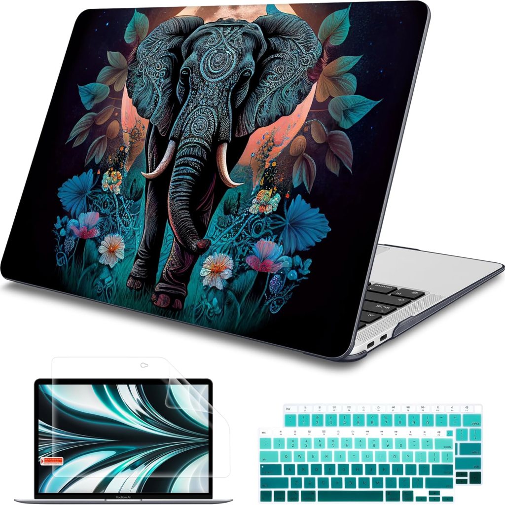 Tuiklol for MacBook Air 13 inch 2021-2018 Release M1 A2337/A2179/A1932 with Retina Display Touch ID,Hard Shell Case and Keyboard Cover for MacBook Air 13.3” Cover,Cute Elephant Tuiklol for MacBook Air 13 inch 2021-2018 Release M1 A2337/A2179/A1932 with Retina Display Touch ID,Hard Shell Case and Keyboard Cover for MacBook Air 13.3” Cover,Cute Elephant
