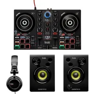Consola DjLearning Kit Worldwide Inpulse 200 2 Altavoces DJ Monitor32 y Auriculares DJ45 | HERCULES Consola DjLearning Kit Worldwide Inpulse 200 2 Altavoces DJ Monitor32 y Auriculares DJ45 | HERCULES