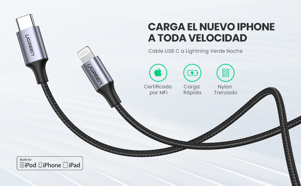 USB C a cable de carga rápida Lightning