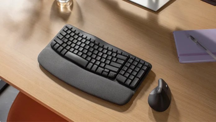 Teclado de teclas Graphite Wave y ratón ergonómico Lift