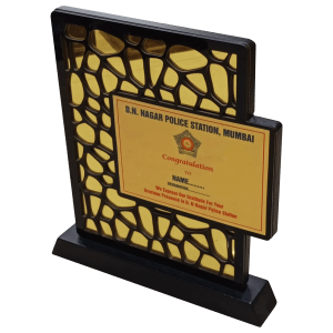 Wooden Trophy with Mirror Cutout Wooden Trophy with Mirror Cutout